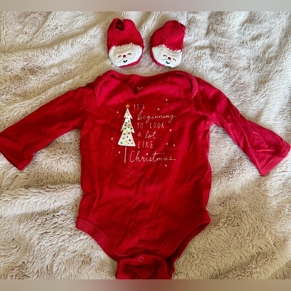 Other - Red Christmas Baby Onesie with Santa Booties